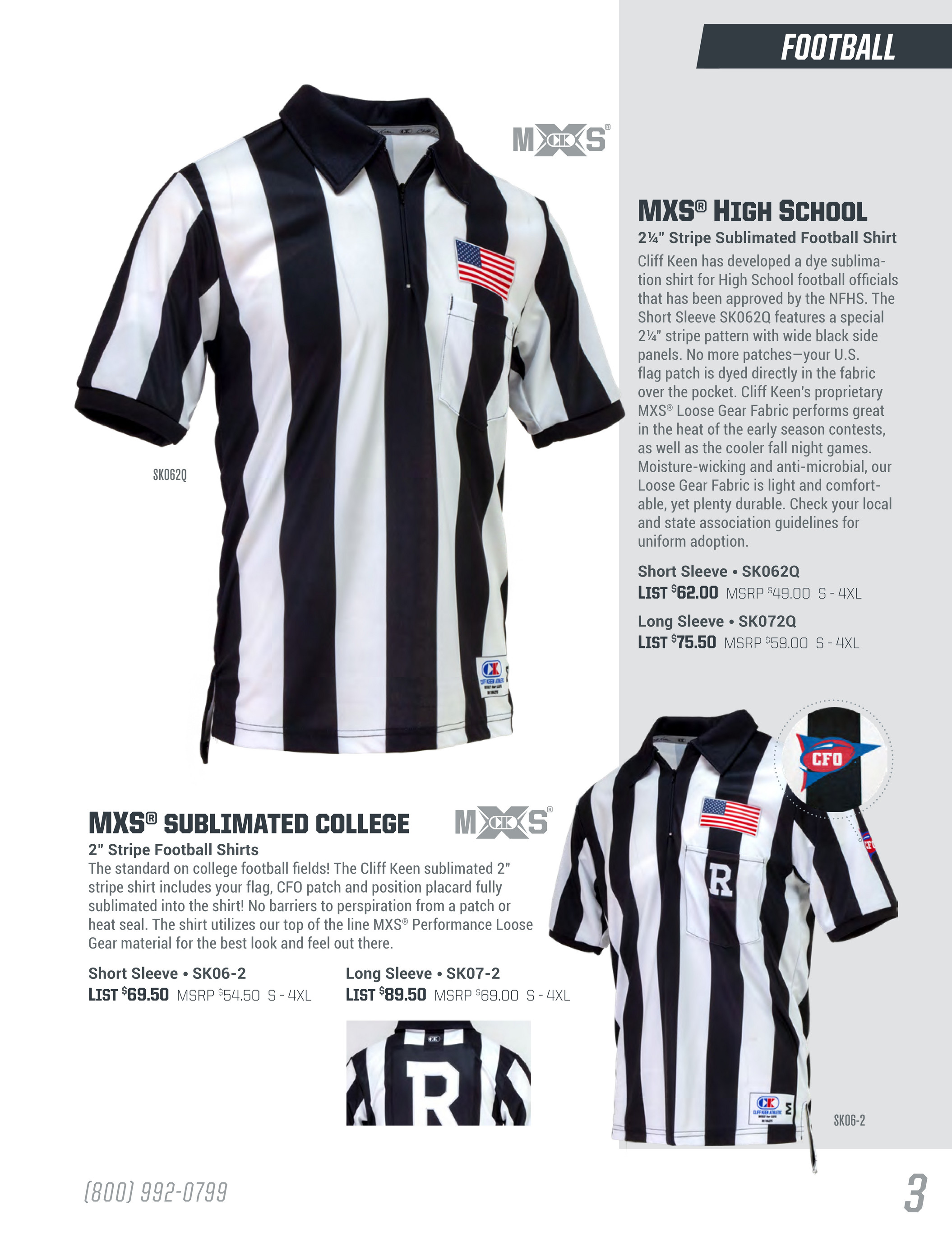 Cliff Keen MXS Sublimated Short Sleeve Football Ref Shirt - Athletic Stuff