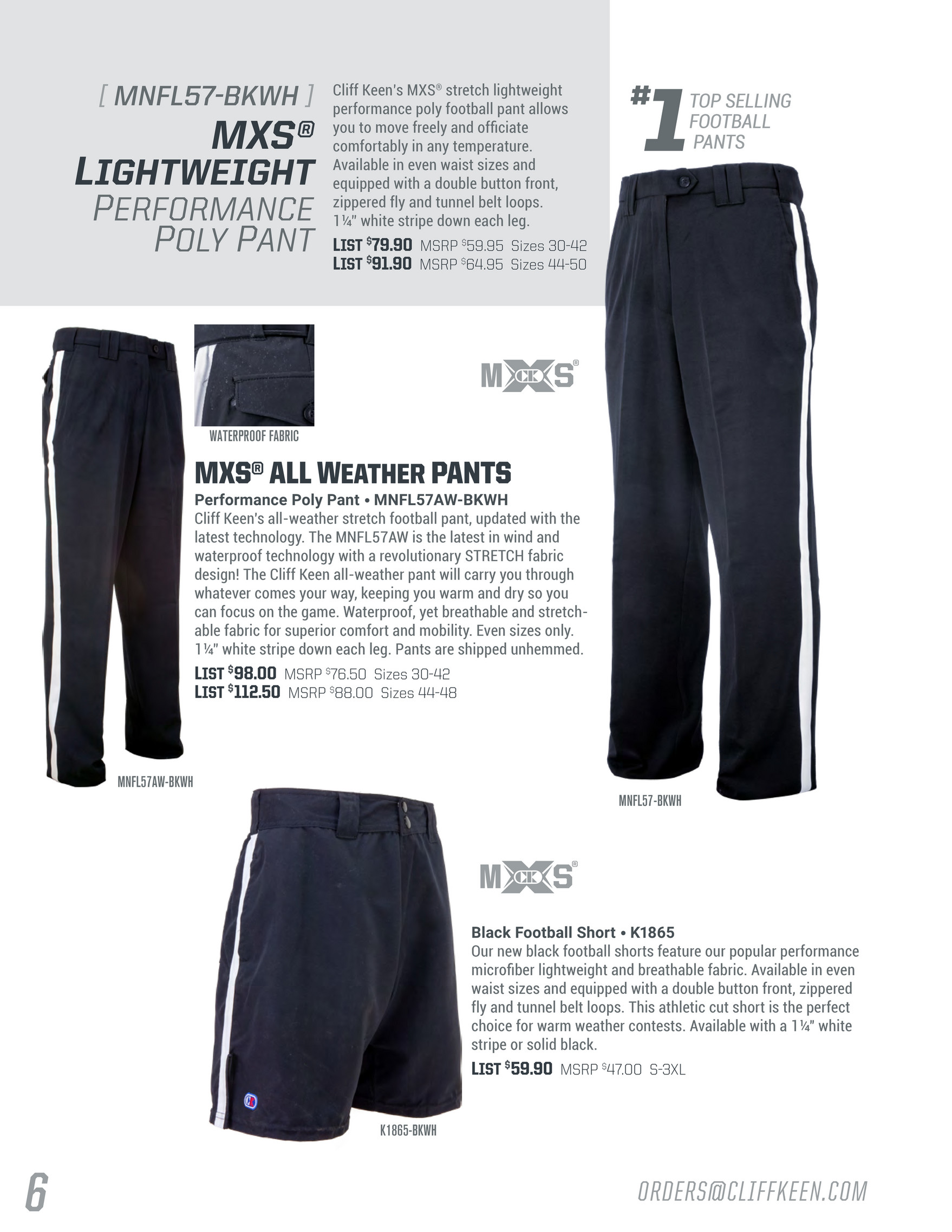 MNFL57 Lightweight Stretch Football Pant - Cliff Keen Athletic